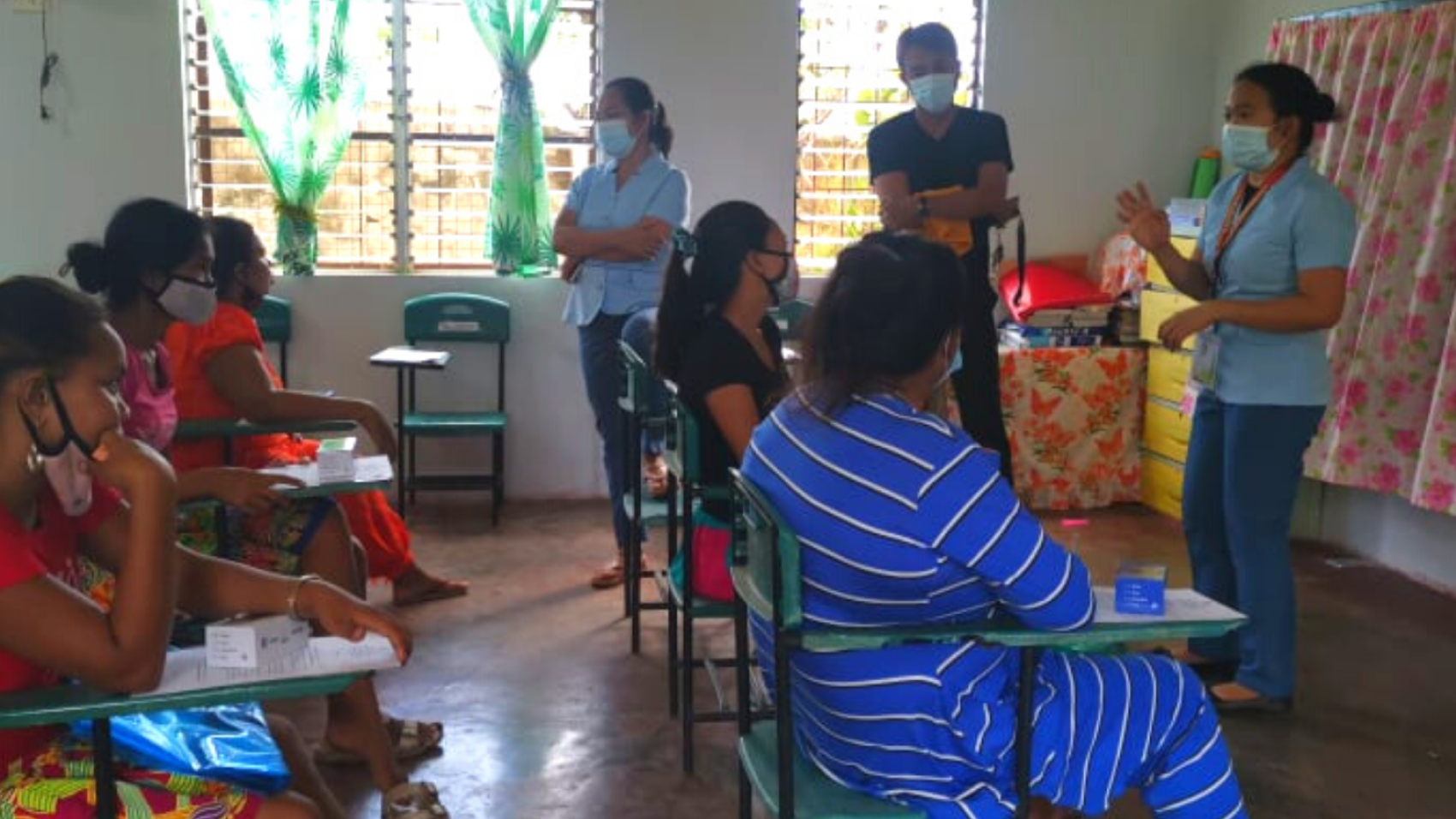 30 Parent Volunteers were oriented about the project and the purpose of the basic phones. They were also trained on the setup of the distance learning kiosks.